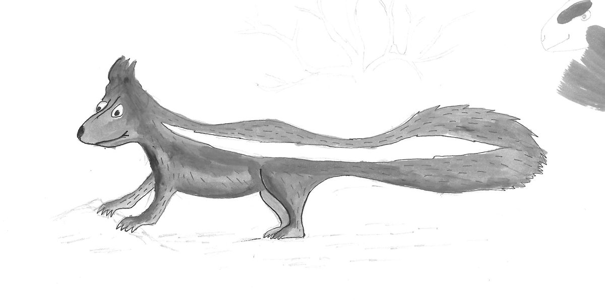 Drawing of Kippy the skunk